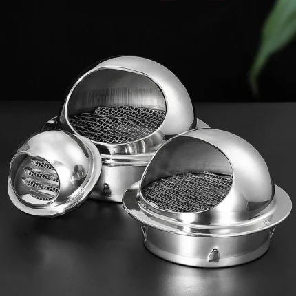 1pc Stainless Steel Vent Cap Exterior Wall Air Outlet Grille Round Heating Cooling Vent Cover Hemispherical Hood Design