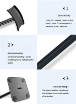 Aluminium Alloy Metal Headset Stand Holder Headphone Rack Mount Hanger Flexible Earphone Gamer Hanger Display Rack 5