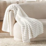 Striped Flannel Blankets For Beds Solid Pink Blue Color Soft Warm Mink Throw Sofa Cover Bedspread Beach Airplane Travel Blankets 5