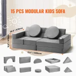 SucceBuy Play Couch Kids Sofa Toddler Foam Sofa Couch w/ High-density 25D Sponge for Playing Creativing Sleeping Kids Furniture 2