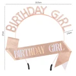 Birthday Girl Sash and Rhinestone Tiara Crown Glitter Birthday Sash Gifts for Girls Happy Birthday Party Decorations Supplies 2