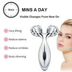 One Piece 3D Facial Roller Massage Tool - 3D Roller Face Slimmer - Manual Facial Massager - Silver 3