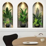 3D Watercolor Plant Wall Stickers - Realistic Potted Plants Decor, Self-Adhesive Vine Leaves For Living Room Bedroom Wall Decor 3