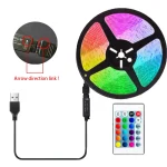 5M Led Light with USB Plug 24 Keys 5050 Multicolor RGB TV Background Light Bar Game Room Family Party Decoration Night Light 3