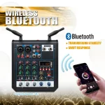 4 Channel Audio dj Mixer Console with Bluetooth Mixer UHF Wireless Microphone for Home Karaoke Stage Studio 4