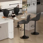 Living Room Chairs  2 Pcs Set Dining Chair Backrest Bar Stools Luxury Modern Soft Bag Stool Adjustable Height Rotating Kitchen Home Furniture 2