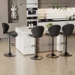 Living Room Chairs  2 Pcs Set Dining Chair Backrest Bar Stools Luxury Modern Soft Bag Stool Adjustable Height Rotating Kitchen Home Furniture 3
