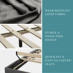 HOOMIC Upholstered Bed Frame with Adjustable Headboard, Soft Linen Fabric, Strong Supporting Structure, Noise-Free Allewie 4