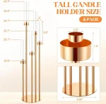 Floor Candelabra 5 Arm 42.5'' Tall Gold Candle Holder, Candelabra Centerpieces for Tables, Metal Candlestick Set with Acry 2