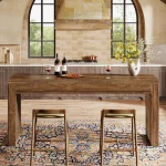 63" Rectangular Counter Height Bar Dining Table Rustic Brown Kitchen Bistro Restaurant Customized 5