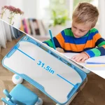 2Pcs/Set Kids Study Desk Chair Set Height Adjustable Children School Study Table Chair Set with Sitting Corrector, Book Stand 2