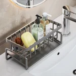 Kitchen stainless steel shelf, sponge drain rack, sink drainage rack, dishwashing supplies, dishcloth storage, drainage rack 6