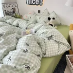Ins Simple Style Duvet Cover Set with Pillowcases Flat Sheet No Comforter Grey Boys Girls Bedding Kit Single Twin Bed Linens 6