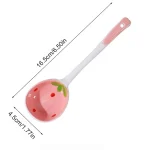 Kawaii Strawberry Ceramic Soup Spoon Cute Korean Ice Cream Hand Painted Coffee Dessert Long Handle Spoon Kitchen Accessories 6