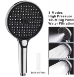 15CM Big Panel High Pressure Shower Head With Filter 3 Modes Large Flow Spray Nozzle Rainfall Shower Faucet Bathroom Accessories 3