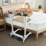 Manual Hand Commode Chair 220.46 lbs Crank Shifting Caregiver Mobility Aid Patient Lift Transfer Machine Seat Elderly Disabled 3