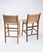 Creative Solid Wood Hemp Rope Bar Stool Cafe Restaurant High Foot Dining Stool Leisure High Foot Chair Home Backrest Chairs 4