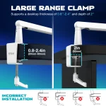 FIFINE Microphone Boom Arm, Adjustable Low Profile Mic Arm with Desk Mount Clamp,Cable Storage for Streaming Gaming-White BM88W 5
