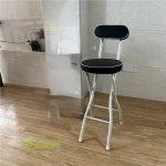 Modern Foldable Bar Stool with Backrest Portable High Chair for Home Cash Register Simple Design Kitchen Counter Height Chair 4