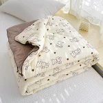 Washed Double Gauze Spring Summer Quilt Queen Grade A Lightweight Comforter Soya Fibre Filling Soft Breathable Summer Blanket 2