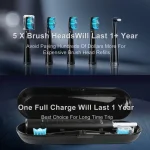 Seago Electric Toothbrush USB Rechargeable Adult 360 Days Long Battery Life IPX7 4 Replacement Heads Travel Box  SG-575 3