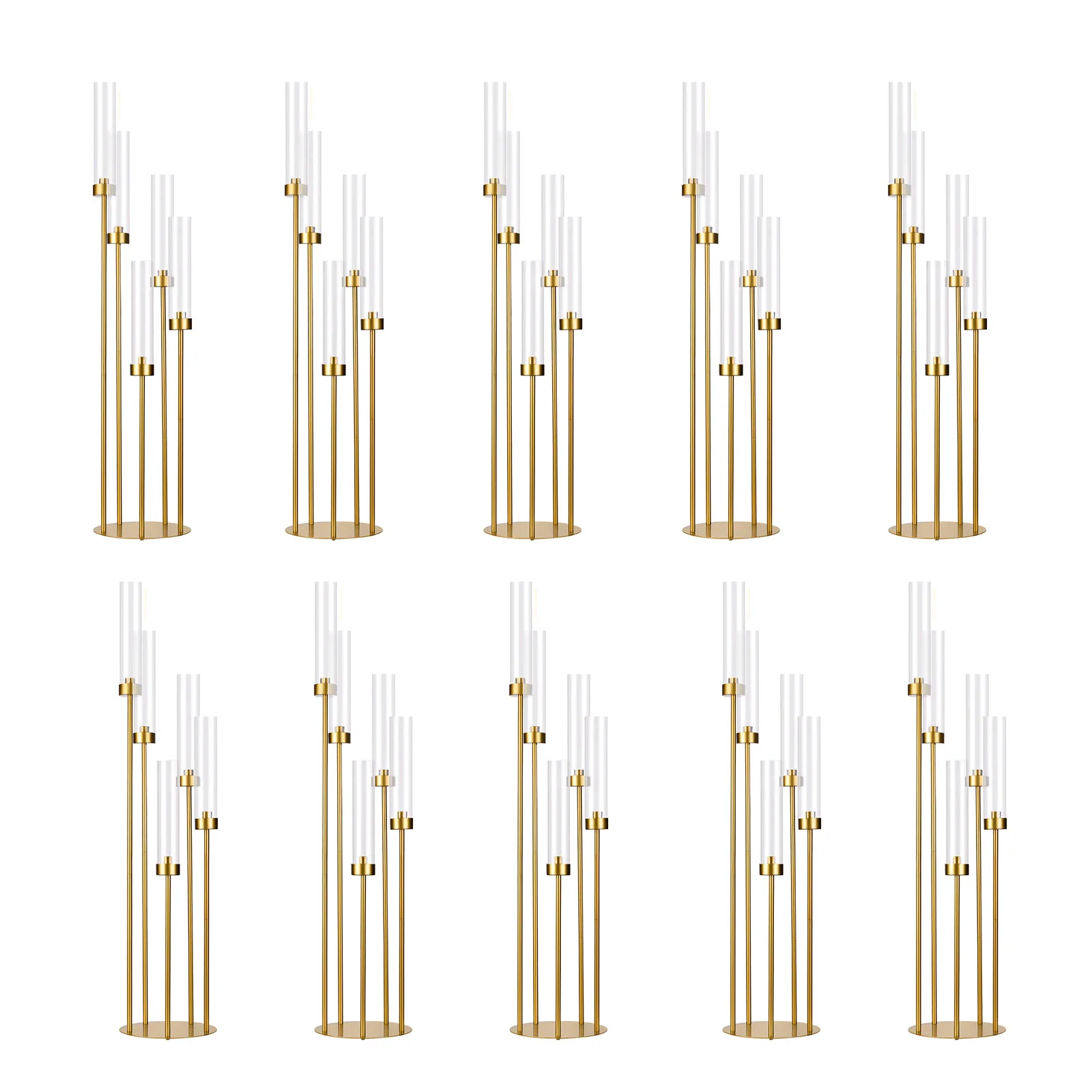 10PCS Gold Floor Candelabra,5 Arm Candle Holder Tall Floor Candle Holder with Acrylic Lampshade for Wedding Table Birthday Party 10PCS Gold Floor Candelabra,5 Arm Candle Holder Tall Floor Candle Holder with Acrylic Lampshade for Wedding Table Birthday Party