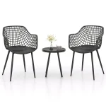 3 Piece Patio Bistro Set All Weather Heavy Duty Table and Chairs Set of 2 Black 2