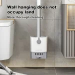 Toilet Brush Set With Holder, Wall Mounted Long Handle Toilet Brush Flexible Toilet Brush Bathroom Brush Cleaning Tools 4