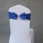 50 Pieces Wedding Decoration Birthday Party Chair Sash Bow Tie Spandex Band Ready Made For Banquet Hotel Luxury Satin Chair Sash 5