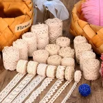 5 Meters Cotton Lace Trim Ribbon Beige Sewing Trim Lace Ribbon Crochet Lace Fabric DIY Wedding Party Craft Christmas Gift Decor 5