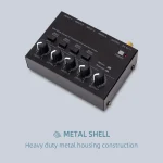 MAX400 Audio Mixer Mini Stereo Mixer Ultralow Noise 4 Channels Mixers Mixing Console DC5V for Electric Guitar Drum Piano 2