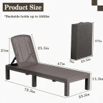 Outdoor Chaise Lounge,Resin Pool Lounge Chair Waterproof Recliner,Mocha 2