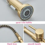 Brushed Gold Kitchen Sink Faucet Spring Pull-down Hot Cold Mixer Faucet Deck Installation Faucet 4