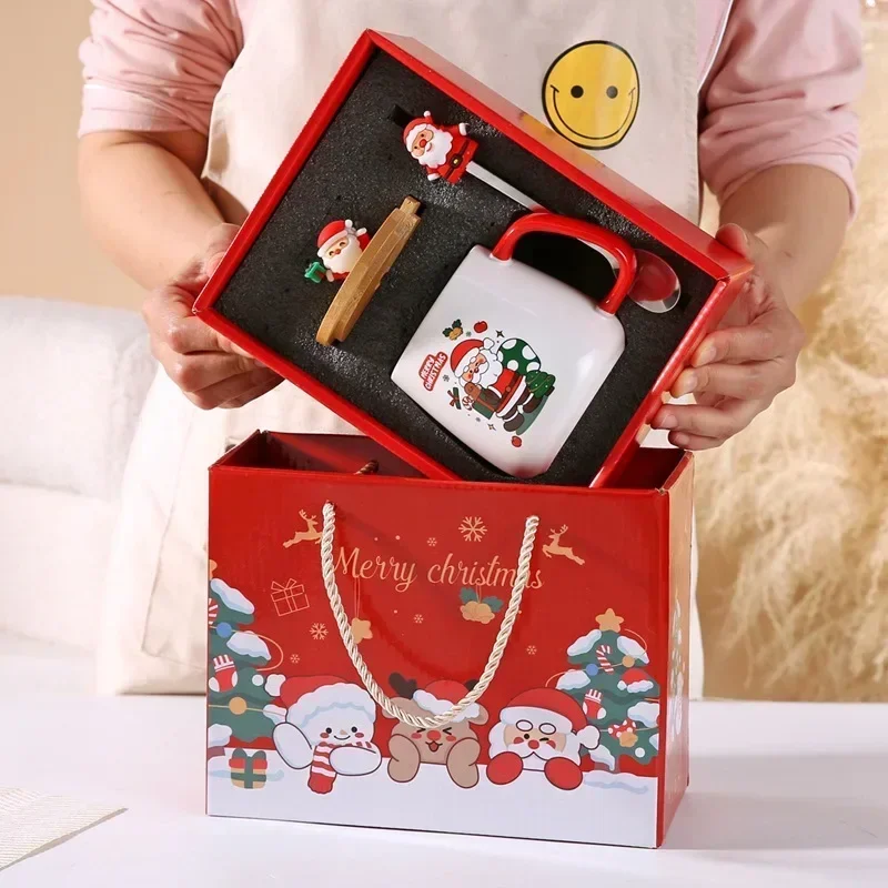 New Year Festive Christmas Xmas Theme Ceramic Mug Cup Set with Spoon and Lid Christmas Gift Box Mug Milk Coffee Tea Breakfast New Year Festive Christmas Xmas Theme Ceramic Mug Cup Set with Spoon and Lid Christmas Gift Box Mug Milk Coffee Tea Breakfast