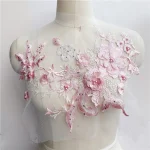 3D Flowers Beaded Lace Fabrics Applique Embroidery Sewing On Patches For Wedding/Evening Dress Clothing Patches Scrapbooking 5