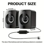 USB Wired Computer Speakers with LED Light, HiFi Stereo PC Sound Box with Microphone, Clear Sound for Desktop 4