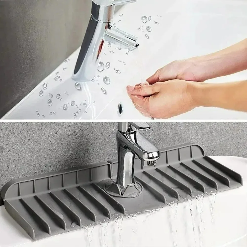 Sink kitchen countertop drying pad silicone faucet pad dishwashing soap sponge holder kitchen sink splash proof drainage pa Sink kitchen countertop drying pad silicone faucet pad dishwashing soap sponge holder kitchen sink splash proof drainage pa