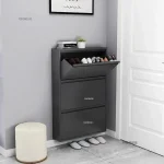 Steel Narrow Shoe Rack Home Aesthetic Living Room Furniture Tilted Vertical Storage Hallway Shoe Cabinets n 4