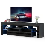 71IN LED TV Stand for 75/70/65 inch TV Modern Black Stand for Living Room with Storage Drawers High Gloss TV Cabinet 3