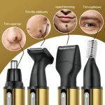 4-in-1 professional beauty kit, USB rechargeable nose and ear clipper, beard and eyebrow shaver 4