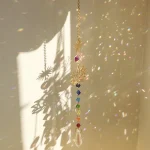 sun catcher crystal lotus hanging crystal colored glass sun catcher outdoor decoration rainbow maker prism chakra garden decorat 2