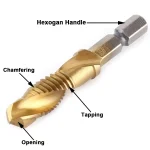 Hex Shank Titanium Plated HSS Screw Thread Metric Tap Drill Bits Screw Machine Compound Tap M3 M4 M5 M6 M8 M10 Hand Tools 6