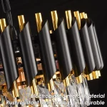 Black and Gold Crystal Chandelier Pendant Light Fixture Flush Mount Ceiling Lighting 3 Tiers Modern Crystal Chandeliers 5