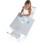 White Square Toddler Table and 2 Chairs Set - Sturdy Wooden Furniture for Arts, Crafts, and Snacks 6