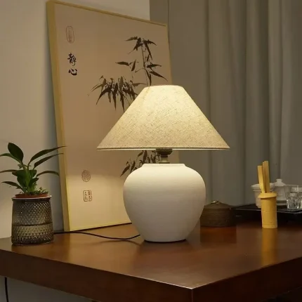 Nordic Retro Ceramic ,Table Lamp Fabric Lampshades, Bedside Table Lamps, Room Decoration, Indoor Lighting, Floor Lamps