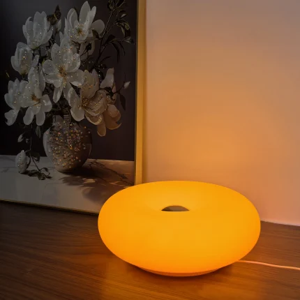 Bauhaus table lamp USB plug bedroom bedside lamp living room dining room decoration donut ambient light（Not glass）
