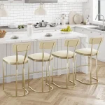 2Pcs Counter Height Bar Stools Set with Back Metal Frame & Upholstered Seat Tall Barstools for Kitchen Island, Home Dining Room 3
