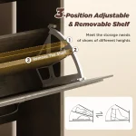 Rustic Gray Shoe Storage Cabinet, Slim Hidden Shoe Rack Organizer Cabinet, with 2 Flip Drawers & Open Storage & RGB Ligh 5