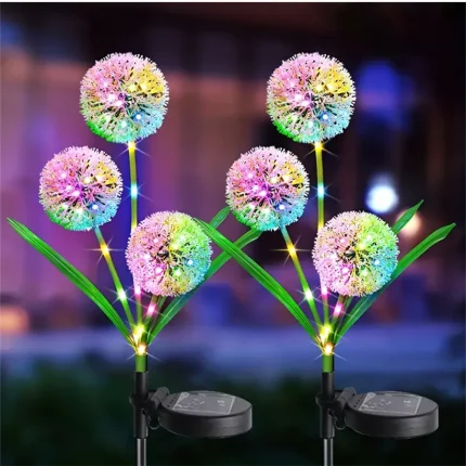 1PC/2PC 1 head/3 head solar LED dandelion outdoor ground mounted light,suitable for courtyard,garden,and landscape decoration