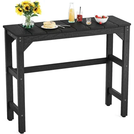 Outdoor Bar Table, 42" Weatherproof Patio Bar Height Counter Table, HIPS Material, Waterproof, for Outside, Garden, Backyard, Ba